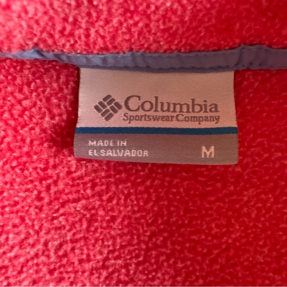 Columbia Pink Fleece Vest with Blue Trim Size Medium - Picture 2 of 5